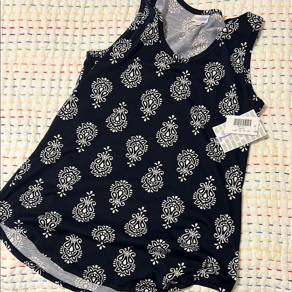 Women's Black and White Paisley Tank Top